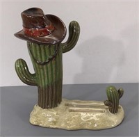 Ceramic Cowboy Cactus Business Card Holder