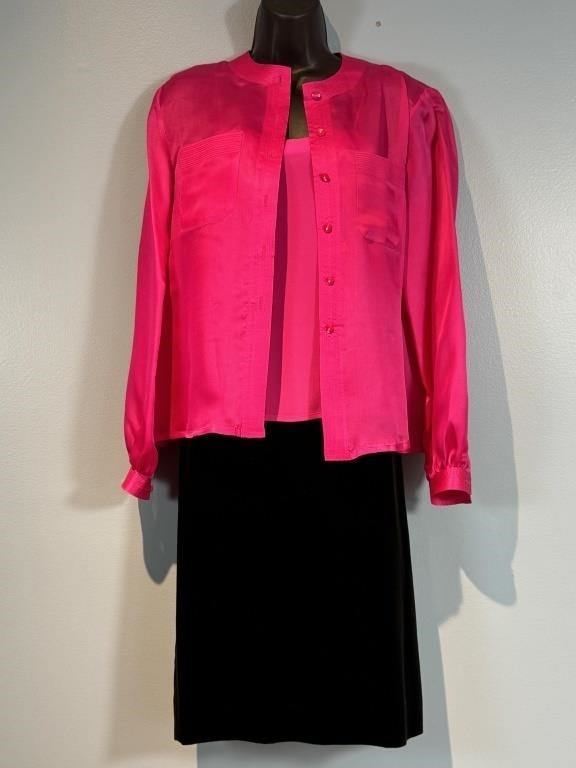 Carlisle Pink Silk Shirt & Skirt Set