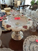 FABULOUS CZECH WHITE OVERLAY GLASS COMPOTE