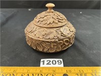 Carved Wood Lidded Bowl