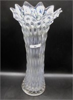 Fenton frosty white 16" Rustic funeral vase.