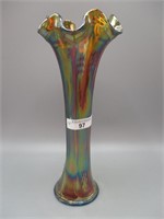 Fenton 9" sapphire Butterfly & Berry pulled vase.