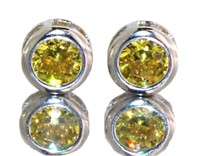 Bezel Set Natural Golden Citrine Stud Earrings