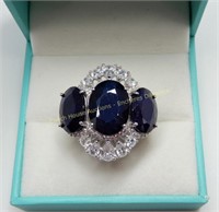 Sterling silver sapphire (14cts) zircon cocktail