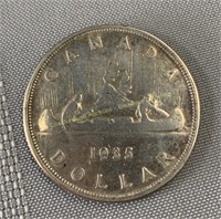 1935 Canada silver dollar en argent