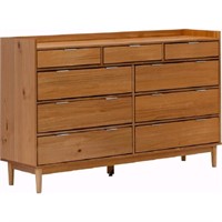 Caramel Solid Wood Nine-Drawer Dresser 60"W x 16"D