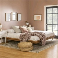 Mid Century Modern Solid Wood Platform Bed - Caram