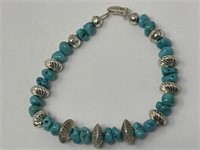 8in. 925 Sterling Silver & Turquoise Bracelet