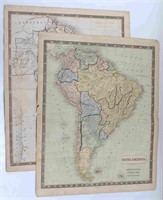 ANTIQUE SIDNEY HALL SOUTH AMERICA MAP LOT OF TWO