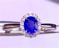1 ct natural sapphire ring in 18k yellow gold