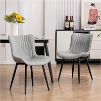 YOUTASTE Grey Dining Chairs Set of 2 Faux