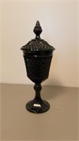 Vintage Diamond Pattern Amethyst Pedestal Jar