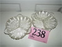 2 CLEAR GLASS DIVIDED DISHES