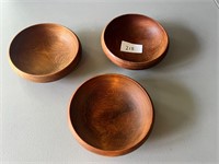 3 WOODEN BOWLS 6" DIA.