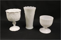 3pc White Vtg Glass Lot