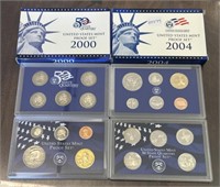 (2) US Proof Sets 2000 & 2004 Coin Sets w COA