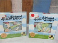 2 Chipwood Alphabet Letters & Shapes Sets