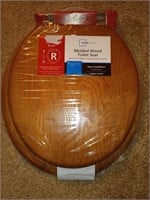 New molded wood toilet seat, fits most round bowls