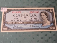 1954 CANADA FIVE DOLLAR BILL