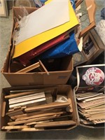 Large group of art supplies drawing books,