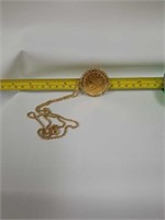 1896 $20 gold piece w/24" 14kt yel gold chain