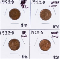 Coin 1922-D Lincoln Cent Collection 4 Coins