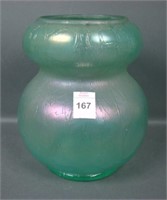 Diamond Green Bulb Shape "Venetian" Bulbous Vase.