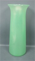 U.S. Glass Jade Green Tapered Flared Vase.