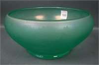 Unusual Diamond Green Lg. Cupped Bowl w/ Acid