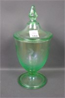 Fenton Florentine Green #9 Engraved Covered Candy