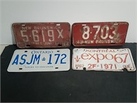 Four License Plates Incl. 2 New Brunswick