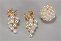 Ladies 14ct Gold and Seed Pearl Suite,