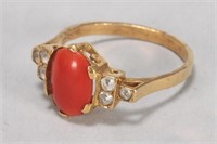 Gold, Sapphire and Coral Ring,
