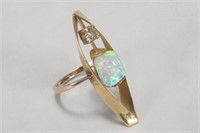 9ct Gold, Opal and Diamond Ring,
