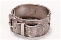 Victorian Sterling Silver Hinged Bangle,