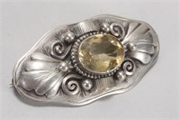 Italian Sterling Silver and Citrine Brooch,