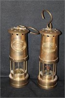 2pc Antique Coal Miners Lamps by E. Thomas &
