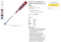 W5376  Marucci CATX BBCOR -3 Baseball BAT 2 5/8