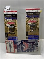 DISPLAY WITH GAME TICKETS TO 1995 WORLD SERIES