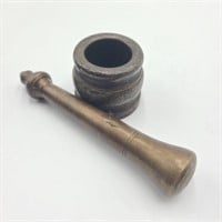 Antique Indian Brass Mortar & Pestle