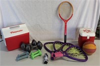 Racquets, Weights, and Coolers