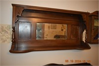 Wood wall shelf with mirror