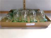 7 green Coca Cola glasses
