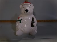 Coca Cola Bear cookie jar, lid broken and glued