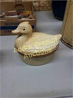 7 inch Pottery craft duck dish and lid