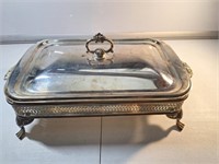 Silver Serving Tray Strand with Marinex Glass Pan