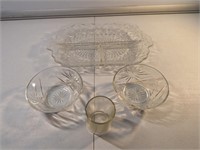 Lot of 1 Crystal Serving Tray, 2 Serving Cups...