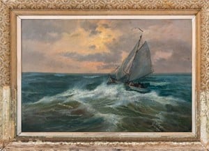 American School Maritime Seascape Oil on Canvas