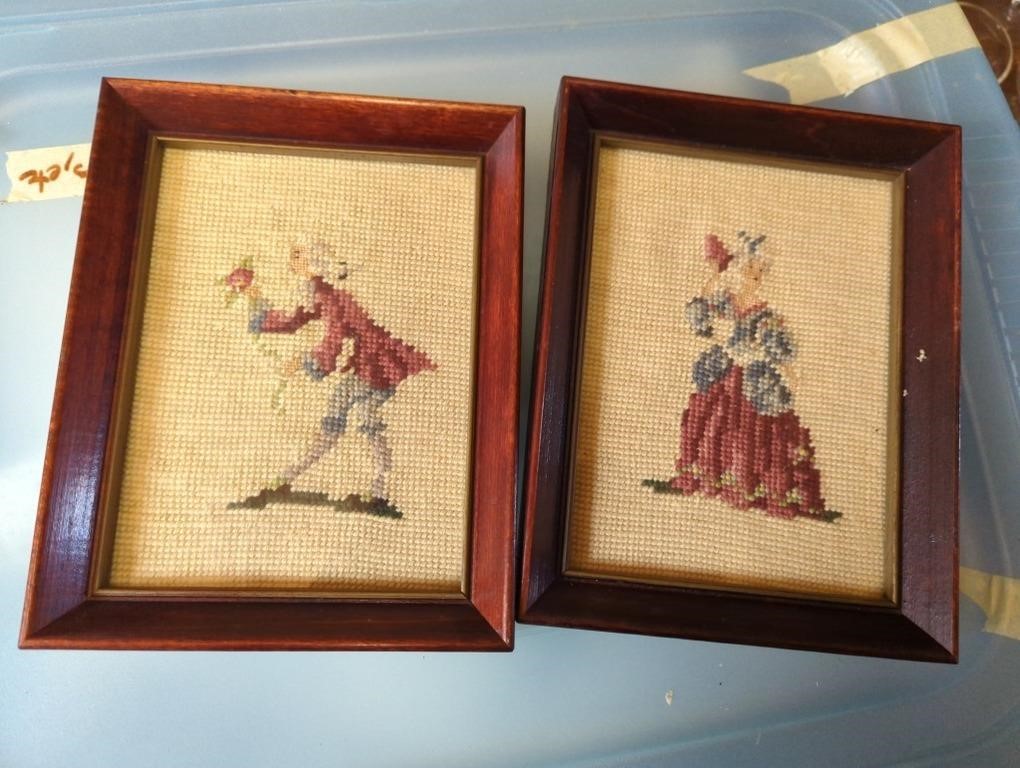 Framed cloth and embroidery pictures