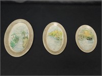 SET OF 3 HANDPAINTED DECORATIVE OVAL DISHES